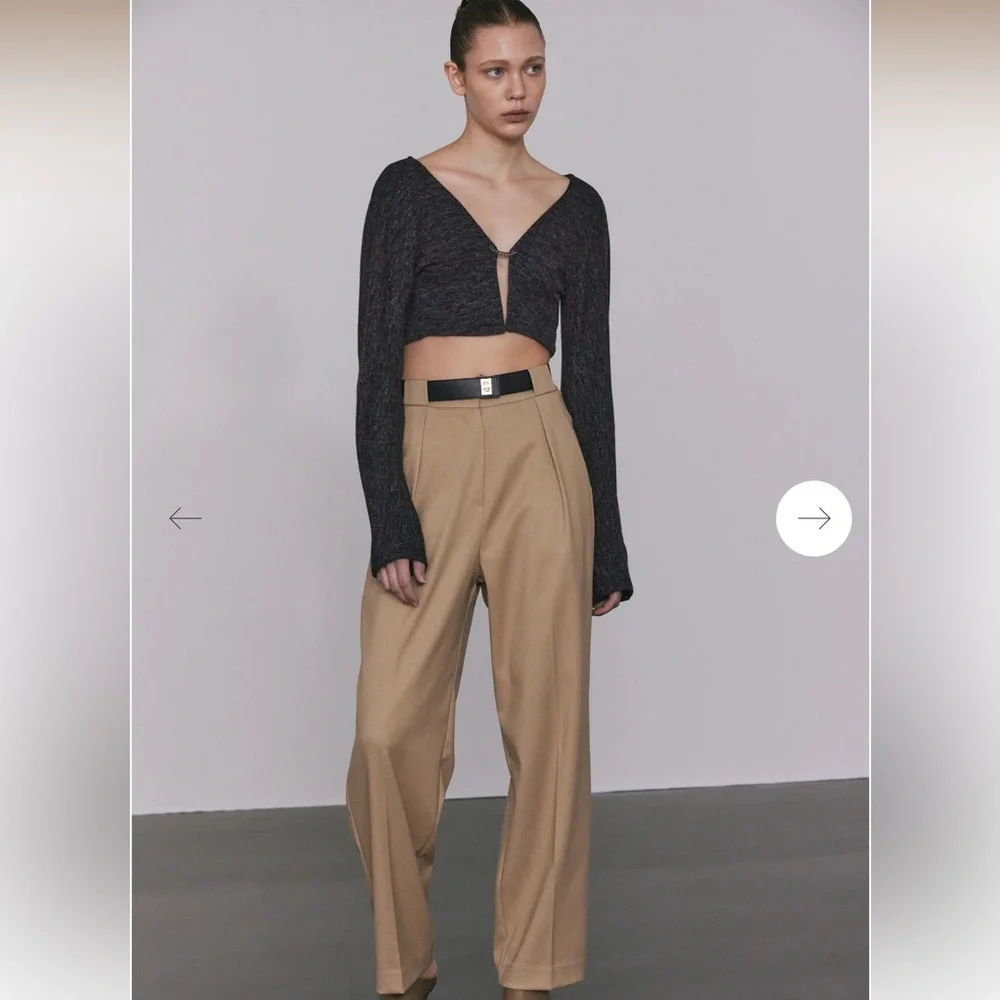 Lock Belted Wide Tapered Trousers, Parchment - Picture 1 of 2